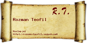 Rozman Teofil névjegykártya
